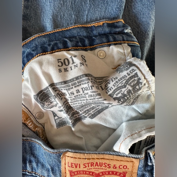 Levi's 501 S Skinny Jeans Indigo Sky - Dark Wash - Picture 16 of 17